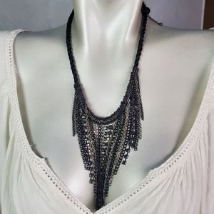 Vintage Black & Silver Statement Necklace - Heavy Duty - Well-made!!